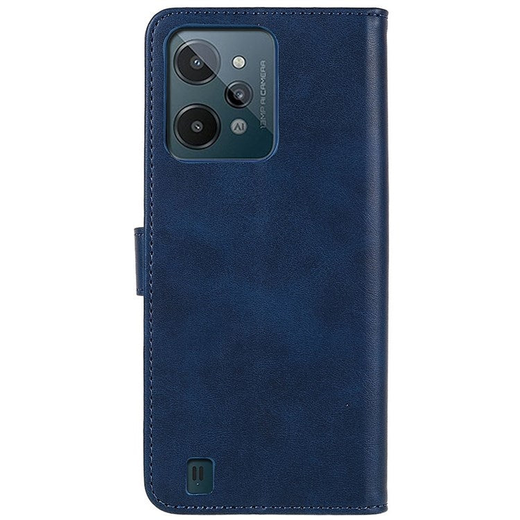 LC.IMEEKE For Realme C31 4G PU Leather Flip Folio Case Stand Shockproof TPU Inner Shell Wallet Phone Cover - Blue