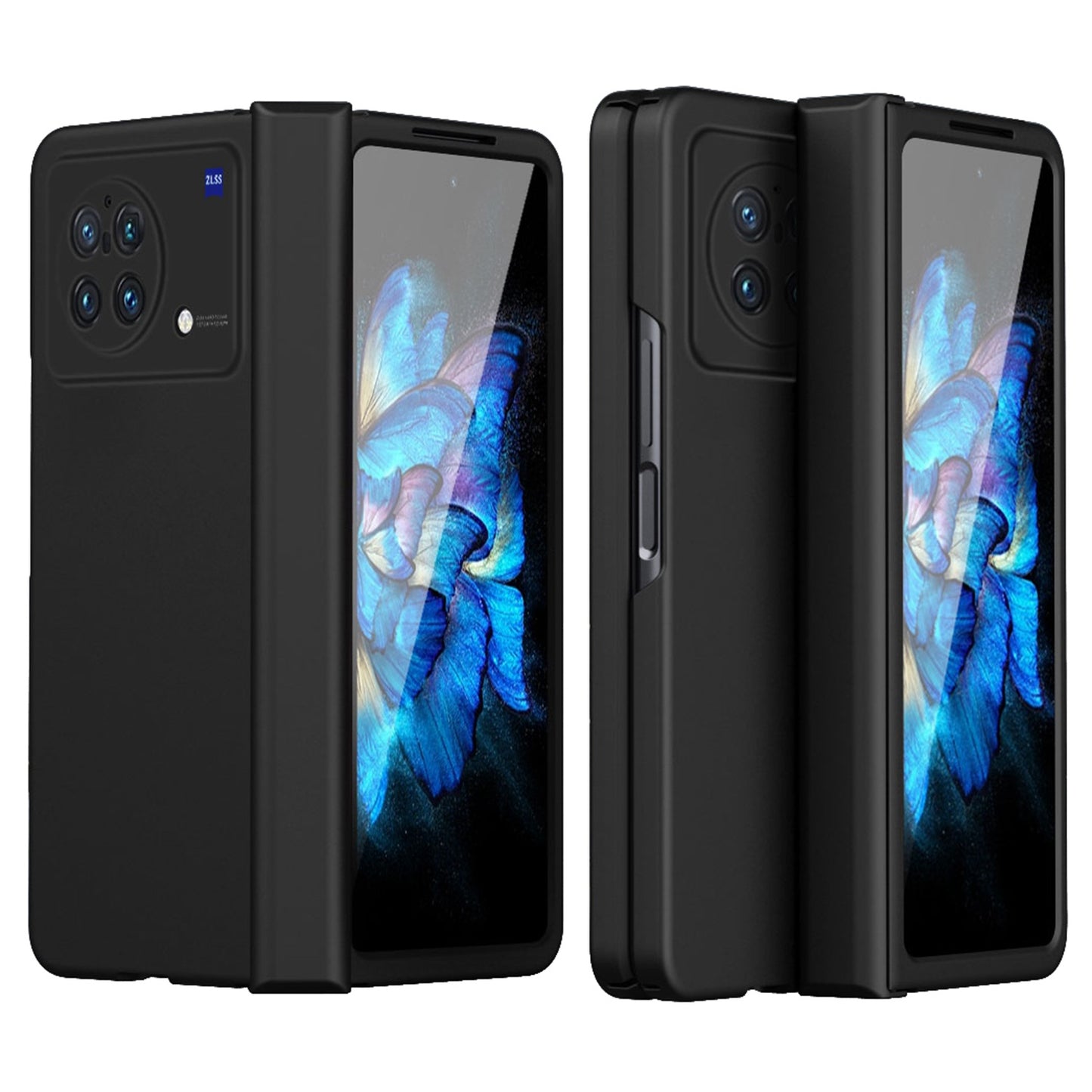 For vivo X Fold Hinge Protection Case Hard PC Comfortable Feel Fingerprint-Free All-Inclusive Folding Cover - Black