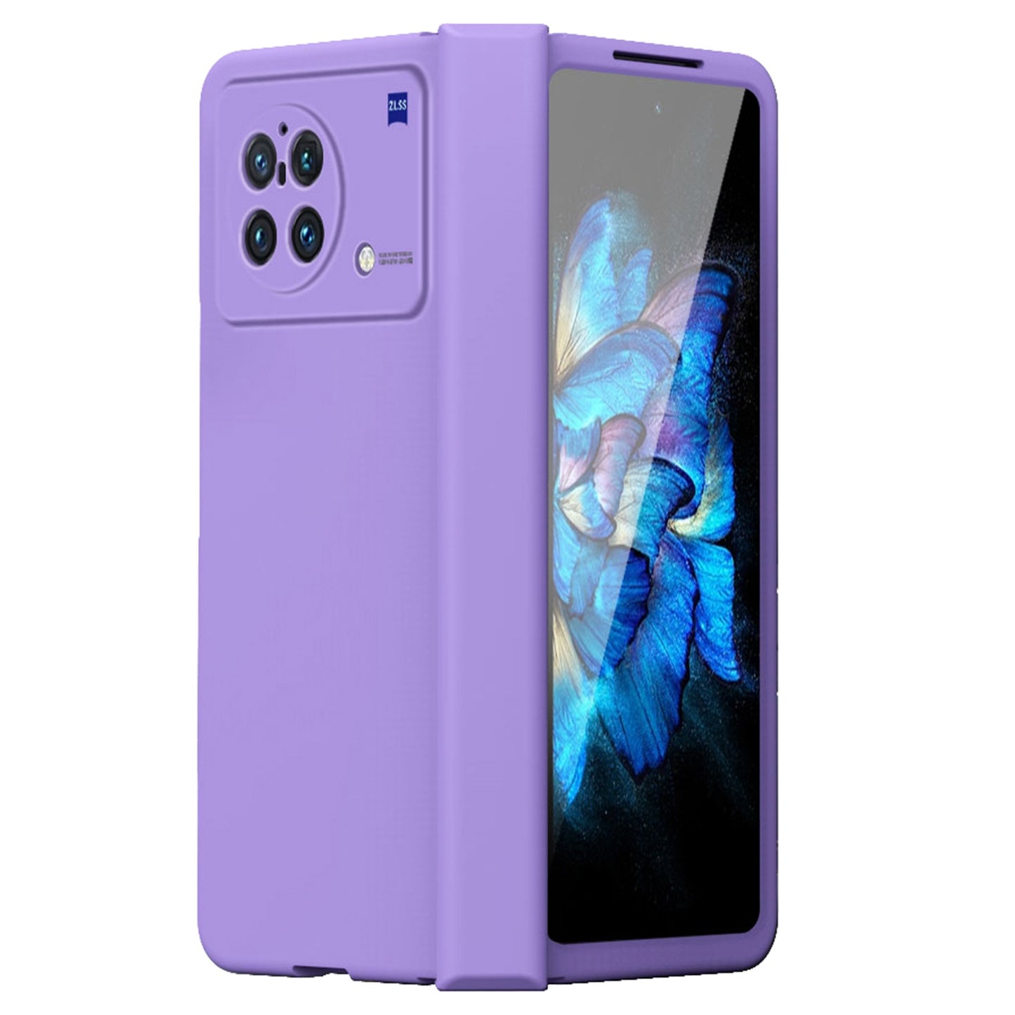 For vivo X Fold Hinge Protection Case Hard PC Comfortable Feel Fingerprint-Free All-Inclusive Folding Cover - Purple