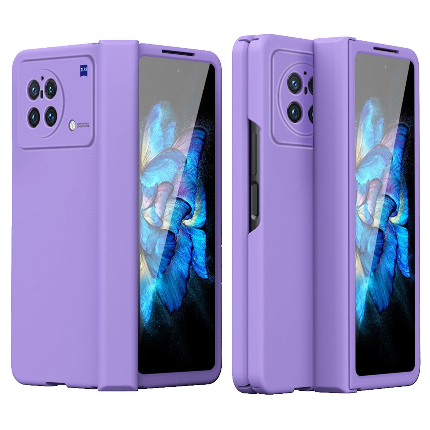 For vivo X Fold Hinge Protection Case Hard PC Comfortable Feel Fingerprint-Free All-Inclusive Folding Cover - Purple