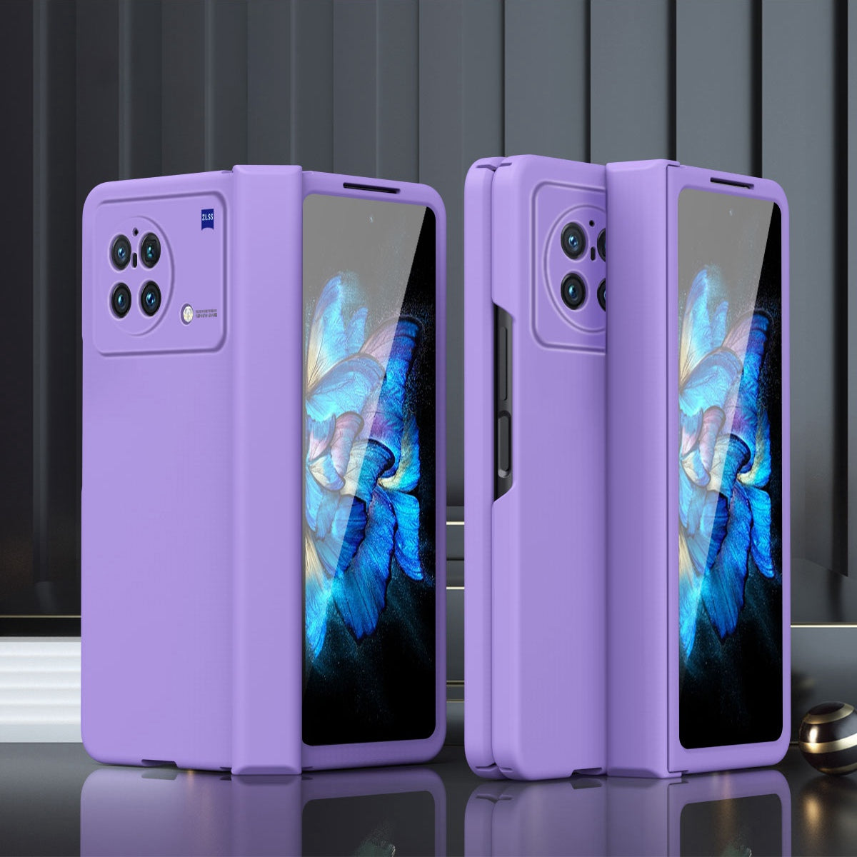 For vivo X Fold Hinge Protection Case Hard PC Comfortable Feel Fingerprint-Free All-Inclusive Folding Cover - Purple