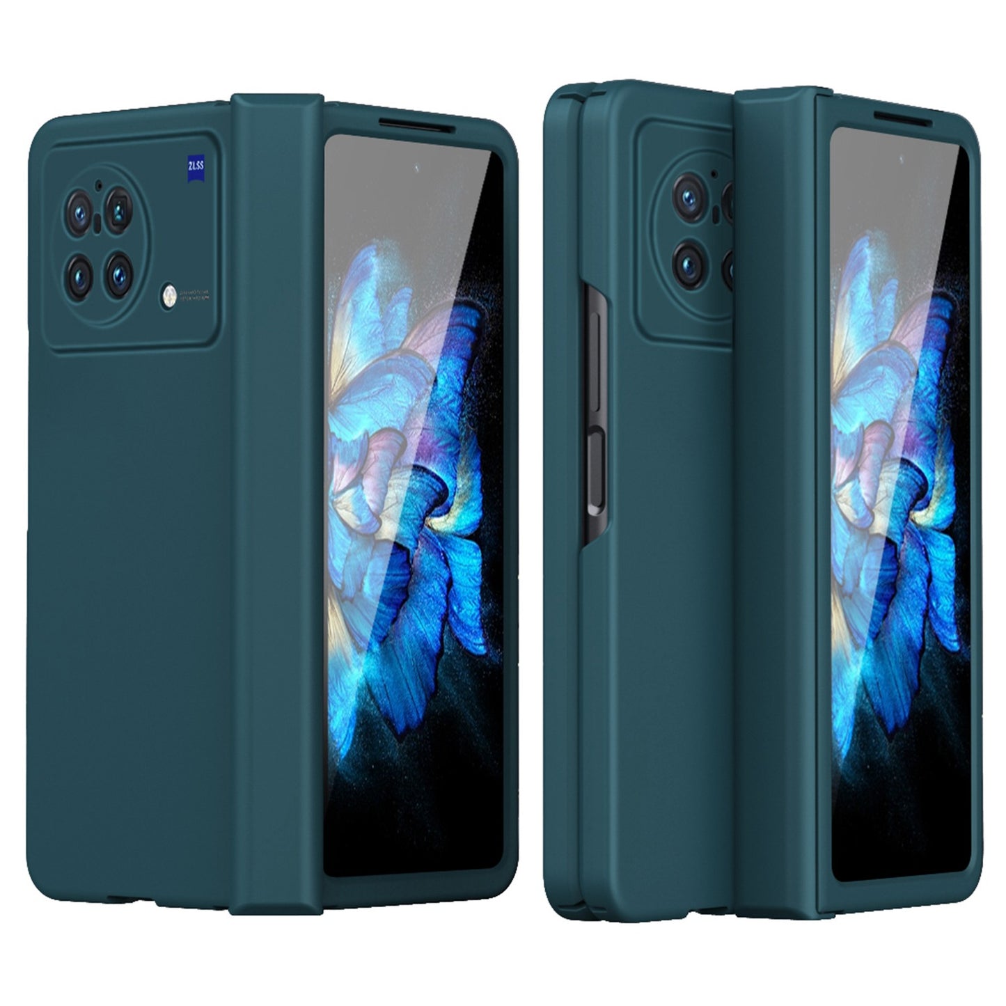 For vivo X Fold Hinge Protection Case Hard PC Comfortable Feel Fingerprint-Free All-Inclusive Folding Cover - Green