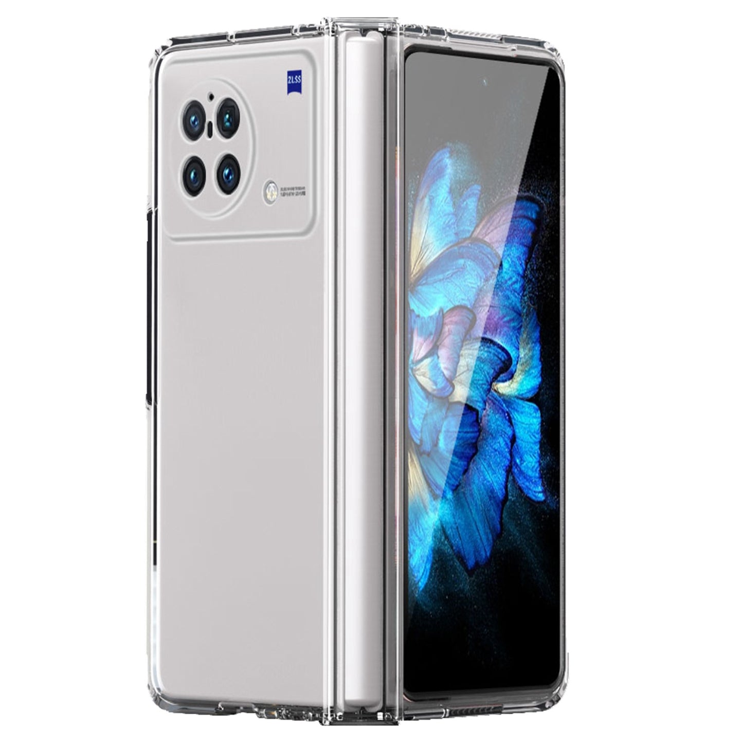 For vivo X Fold Hinge Protection Case Hard PC Comfortable Feel Fingerprint-Free All-Inclusive Folding Cover - Transparent