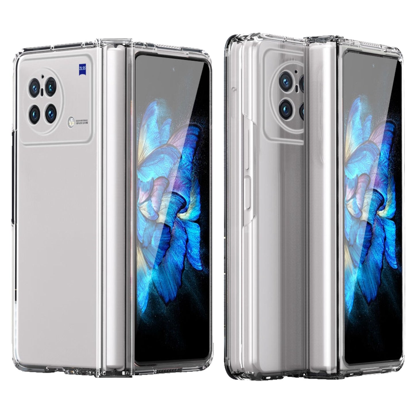For vivo X Fold Hinge Protection Case Hard PC Comfortable Feel Fingerprint-Free All-Inclusive Folding Cover - Transparent