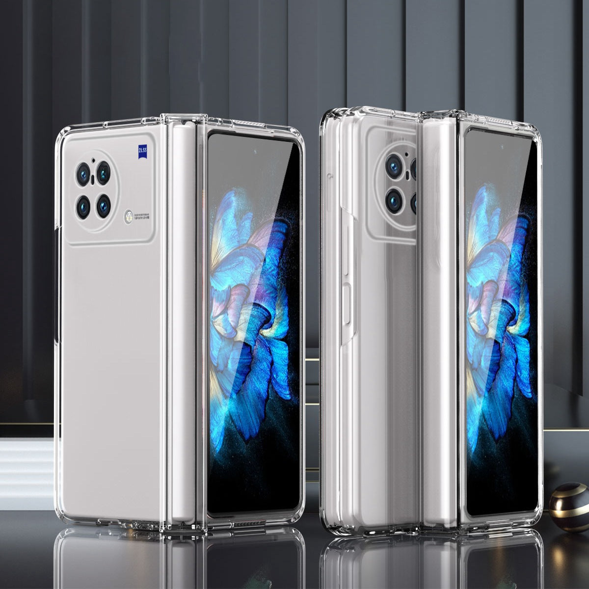 For vivo X Fold Hinge Protection Case Hard PC Comfortable Feel Fingerprint-Free All-Inclusive Folding Cover - Transparent