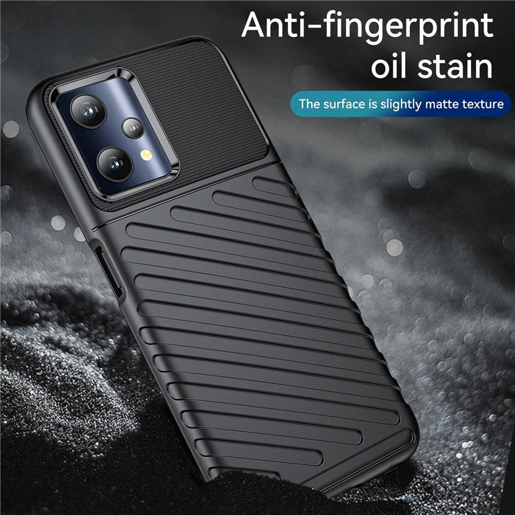 For Realme Q5 Thunder Series Twill Texture Anti-drop Phone Case Thickened TPU Protection Cover - Black