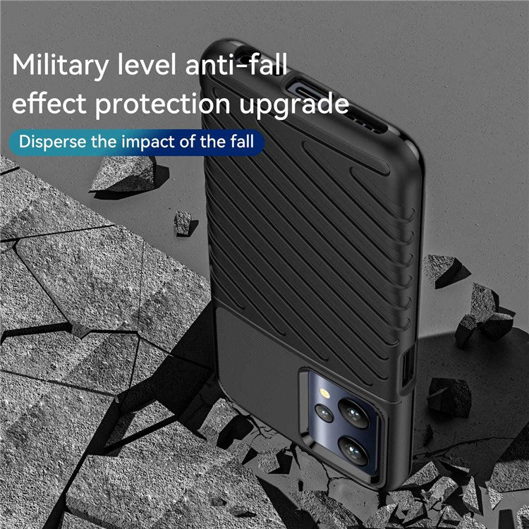 For Realme Q5 Thunder Series Twill Texture Anti-drop Phone Case Thickened TPU Protection Cover - Black