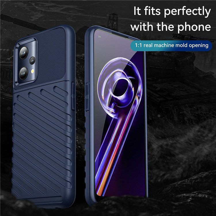For Realme Q5 Thunder Series Twill Texture Anti-drop Phone Case Thickened TPU Protection Cover - Blue