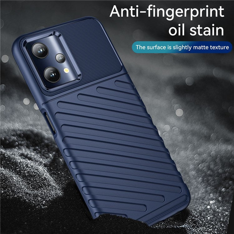 For Realme Q5 Thunder Series Twill Texture Anti-drop Phone Case Thickened TPU Protection Cover - Blue