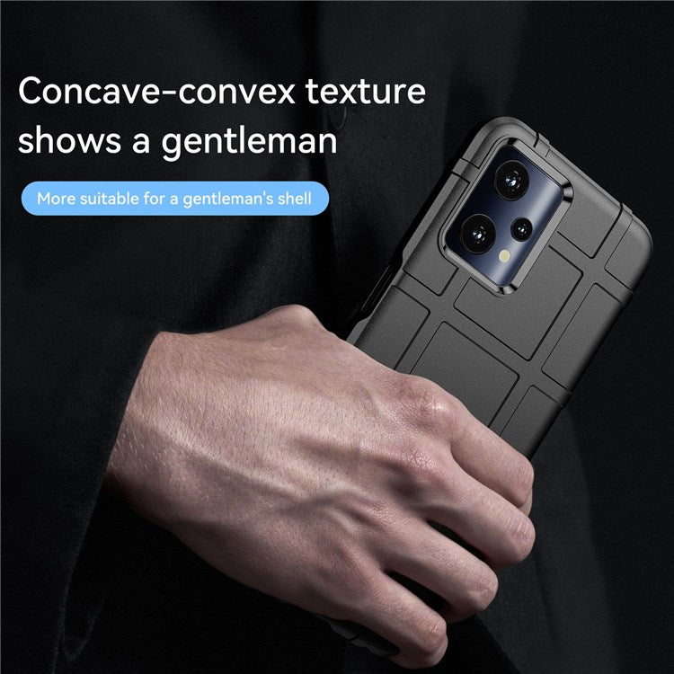 Rugged Square Grid Phone Cover for Realme Q5, Thickened TPU Anti-drop Smartphone Back Case - Black
