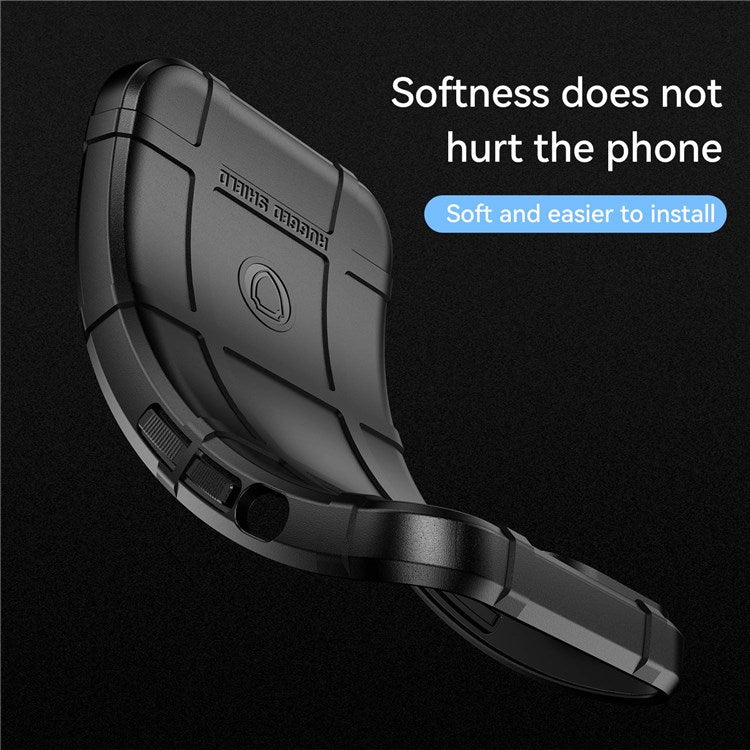 Rugged Square Grid Phone Cover for Realme Q5, Thickened TPU Anti-drop Smartphone Back Case - Black