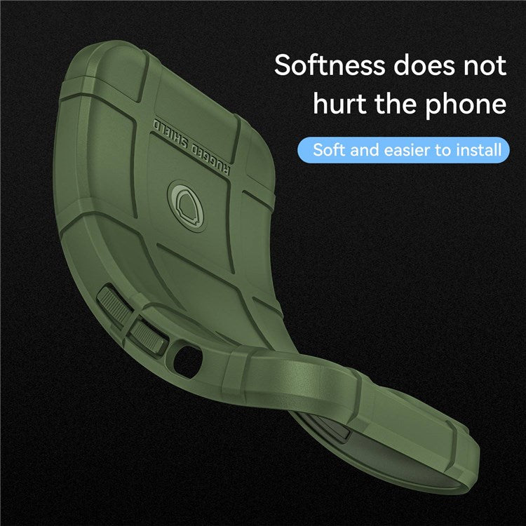 Rugged Square Grid Phone Cover for Realme Q5, Thickened TPU Anti-drop Smartphone Back Case - Green
