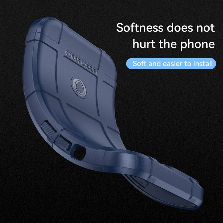 Rugged Square Grid Phone Cover for Realme Q5, Thickened TPU Anti-drop Smartphone Back Case - Blue
