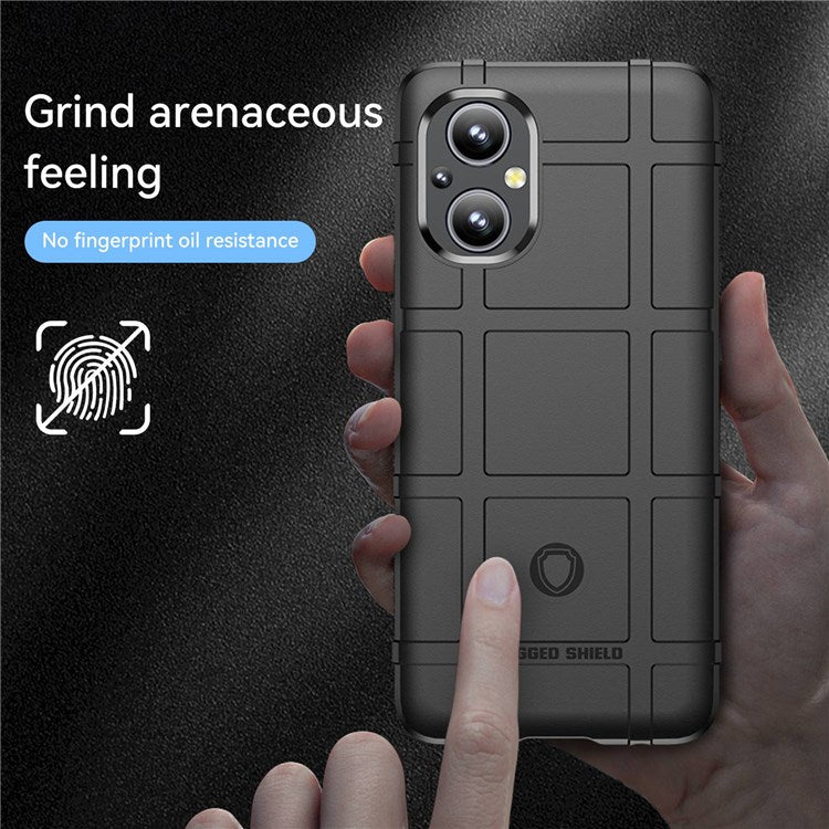 Thickened TPU Case for Oppo F21 Pro 5G, Rugged Square Grid Well-protected Cell Phone Cover - Black