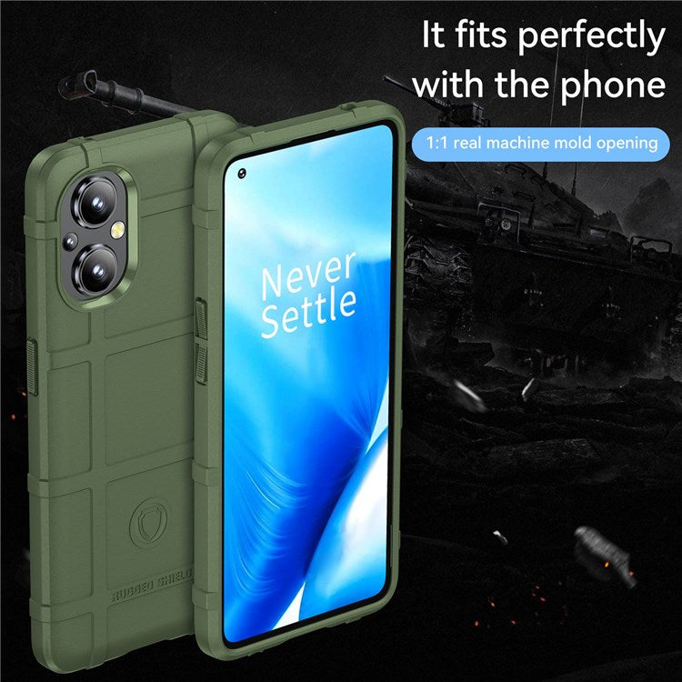Thickened TPU Case for Oppo F21 Pro 5G, Rugged Square Grid Well-protected Cell Phone Cover - Green