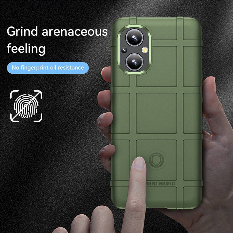 Thickened TPU Case for Oppo F21 Pro 5G, Rugged Square Grid Well-protected Cell Phone Cover - Green