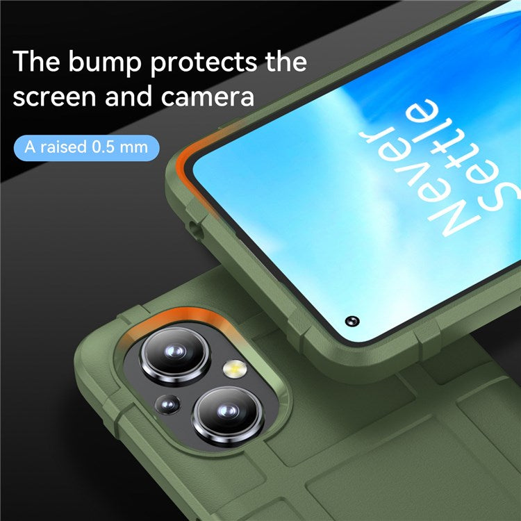 Thickened TPU Case for Oppo F21 Pro 5G, Rugged Square Grid Well-protected Cell Phone Cover - Green