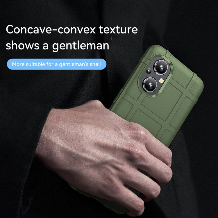 Thickened TPU Case for Oppo F21 Pro 5G, Rugged Square Grid Well-protected Cell Phone Cover - Green