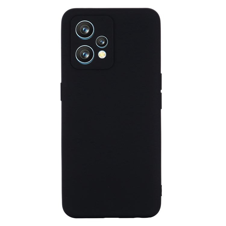 For Realme 9 Pro+ 5G Skin Touch Liquid Silicone Case Microfiber Lining Camera Protection Shockproof Phone Cover with Strap - Black