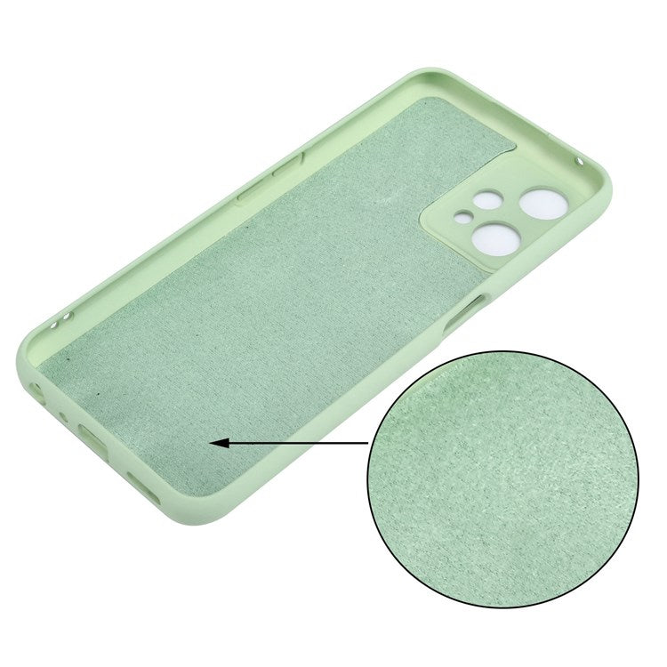 For Realme 9 Pro 5G / 9 5G / V25 Slim Liquid Silicone Case Scratch-Resistant Microfiber Lining Lens Camera Protection Back Cover with Strap - Green