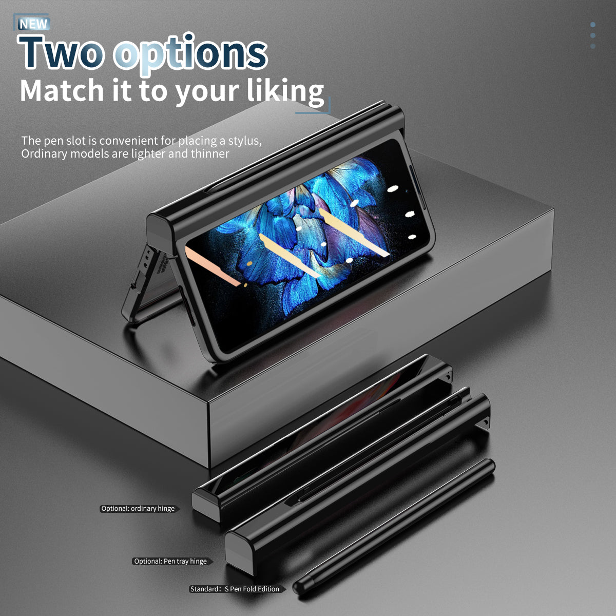 For vivo X Fold Tempered Glass Film Electroplating Phone Case Pen Slot Hinge Folding Hard PC Cover with Stylus Pen - Black