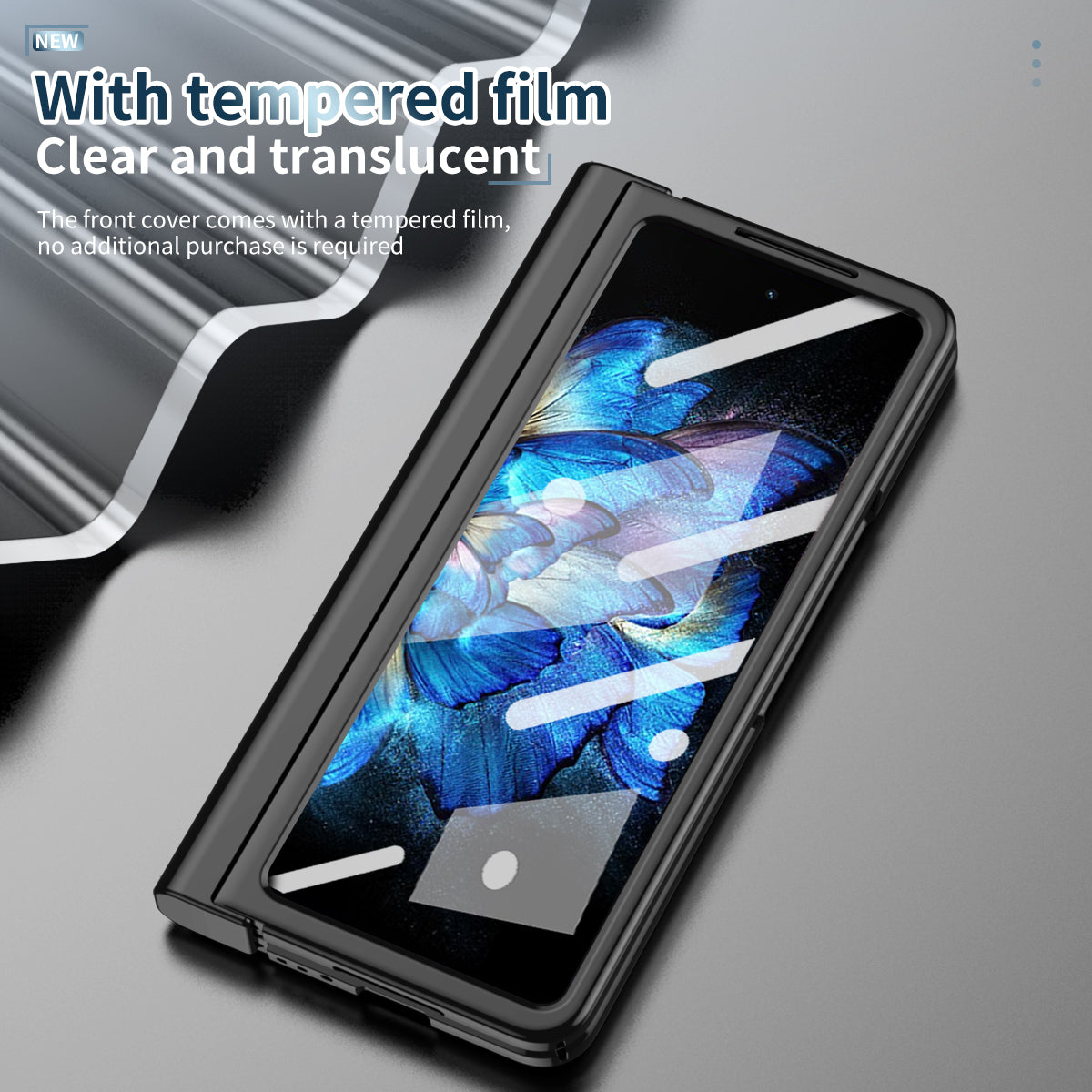 For vivo X Fold Tempered Glass Film Electroplating Phone Case Pen Slot Hinge Folding Hard PC Cover with Stylus Pen - Black