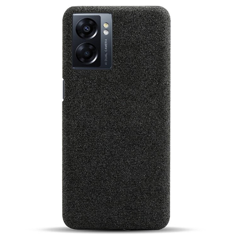 Smartphone Case Shell for Oppo A57 (2022) 5G / A77 5G, Drop Resistant Solid Color Hard PC+Cloth Phone Cover - Black
