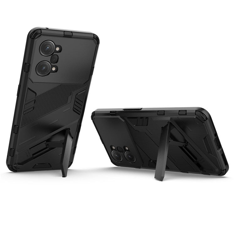 PC + TPU Case for Oppo K10 Pro 5G Anti-fall Kickstand Protective Cover Dual Layer Mobile Phone Shell - Black