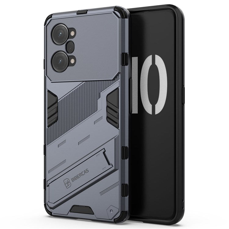 PC + TPU Case for Oppo K10 Pro 5G Anti-fall Kickstand Protective Cover Dual Layer Mobile Phone Shell - Dark Blue
