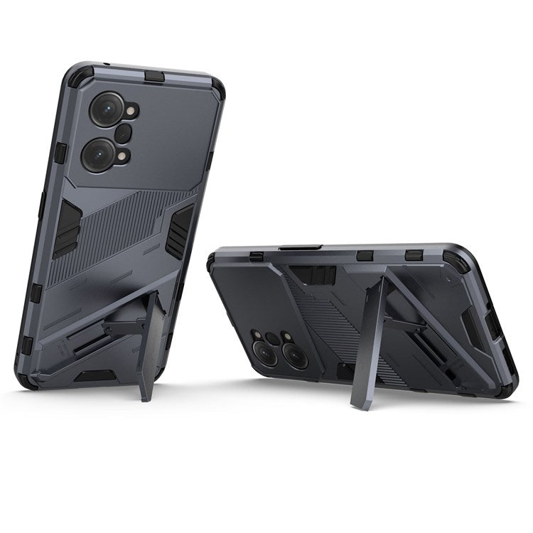 PC + TPU Case for Oppo K10 Pro 5G Anti-fall Kickstand Protective Cover Dual Layer Mobile Phone Shell - Dark Blue