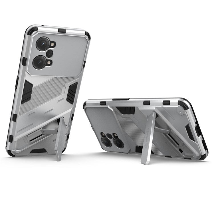 PC + TPU Case for Oppo K10 Pro 5G Anti-fall Kickstand Protective Cover Dual Layer Mobile Phone Shell - White