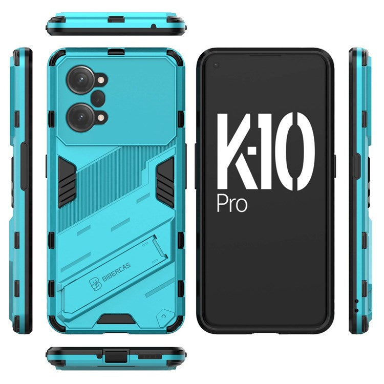 PC + TPU Case for Oppo K10 Pro 5G Anti-fall Kickstand Protective Cover Dual Layer Mobile Phone Shell - Baby Blue