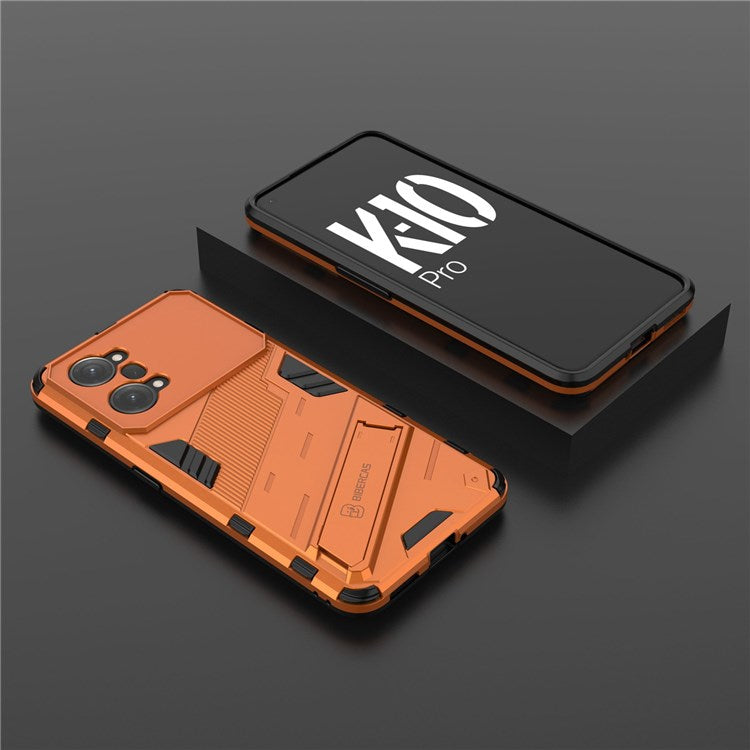 PC + TPU Case for Oppo K10 Pro 5G Anti-fall Kickstand Protective Cover Dual Layer Mobile Phone Shell - Orange