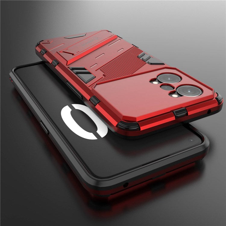 PC + TPU Case for Oppo K10 Pro 5G Anti-fall Kickstand Protective Cover Dual Layer Mobile Phone Shell - Red