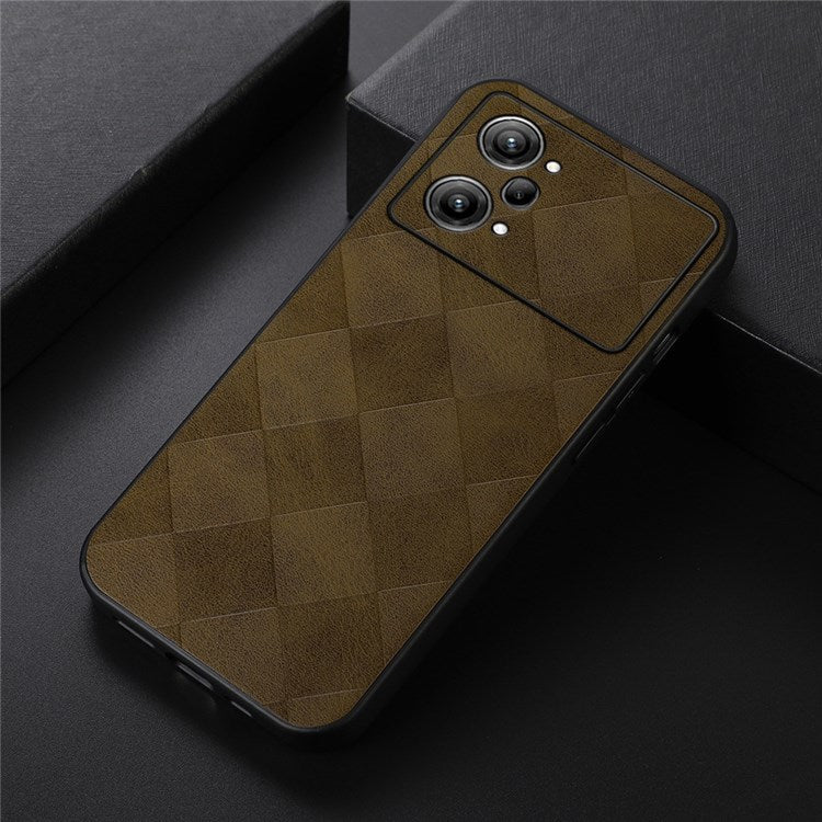 Mobile Phone Case for Oppo K10 Pro 5G, Scratch-resistant Grid Texture PU Leather Coated PC+TPU Phone Cover Shell - Green