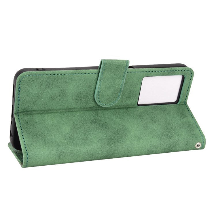 Skin-touch Feeling Phone Case for Oppo A57 (2022) 5G / A77 5G / OnePlus Nord N300 5G, PU Leather + TPU Full Protection Cover with Stand Wallet - Green