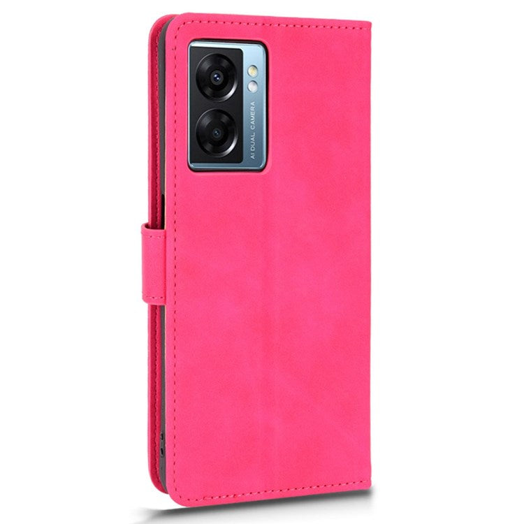 Skin-touch Feeling Phone Case for Oppo A57 (2022) 5G / A77 5G / OnePlus Nord N300 5G, PU Leather + TPU Full Protection Cover with Stand Wallet - Rose