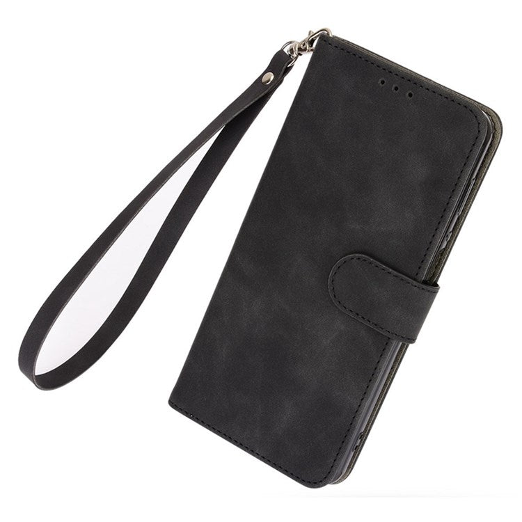 Skin-touch Feeling Phone Case for Oppo A57 (2022) 5G / A77 5G / OnePlus Nord N300 5G, PU Leather + TPU Full Protection Cover with Stand Wallet - Black