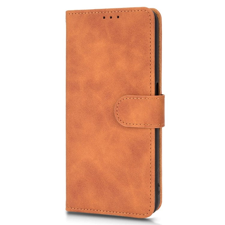 Skin-touch Feeling Phone Case for Oppo A57 (2022) 5G / A77 5G / OnePlus Nord N300 5G, PU Leather + TPU Full Protection Cover with Stand Wallet - Brown