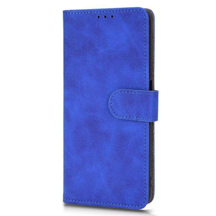Skin-touch Feeling Phone Case for Oppo A57 (2022) 5G / A77 5G / OnePlus Nord N300 5G, PU Leather + TPU Full Protection Cover with Stand Wallet - Blue