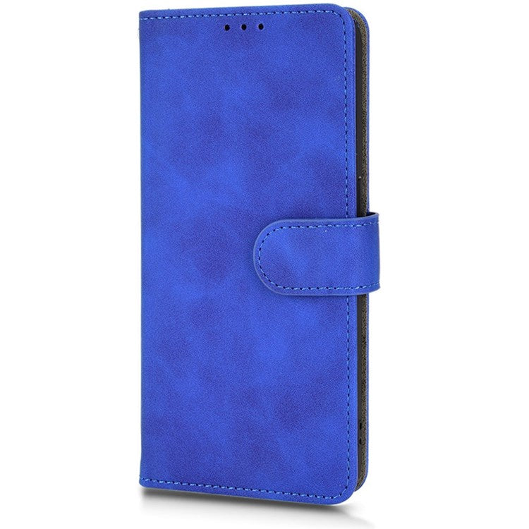 PU Leather Wallet Holster for Oppo Reno7 4G, Magnetic Buckle Skin-Friendly Shockproof Stand Flip Cover - Blue
