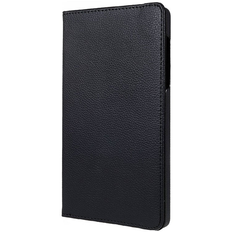 For Realme Pad Mini Wear-resistant Solid Color Leather Tablet Case 360-degree Rotating Protective Cover with Stand Support Horizontal/Vertical View - Black