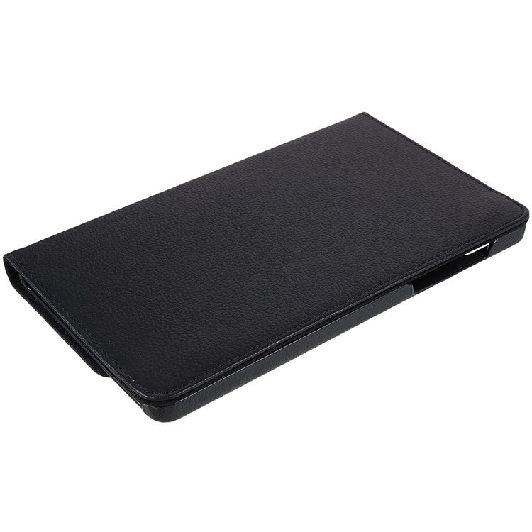For Realme Pad Mini Wear-resistant Solid Color Leather Tablet Case 360-degree Rotating Protective Cover with Stand Support Horizontal/Vertical View - Black