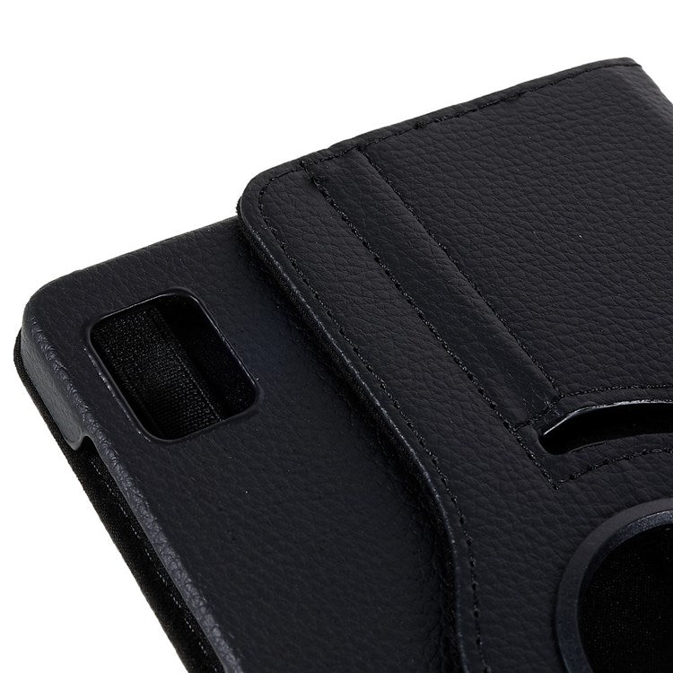 For Realme Pad Mini Wear-resistant Solid Color Leather Tablet Case 360-degree Rotating Protective Cover with Stand Support Horizontal/Vertical View - Black