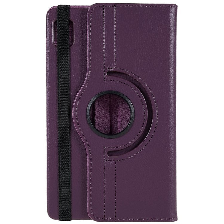 For Realme Pad Mini Wear-resistant Solid Color Leather Tablet Case 360-degree Rotating Protective Cover with Stand Support Horizontal/Vertical View - Purple