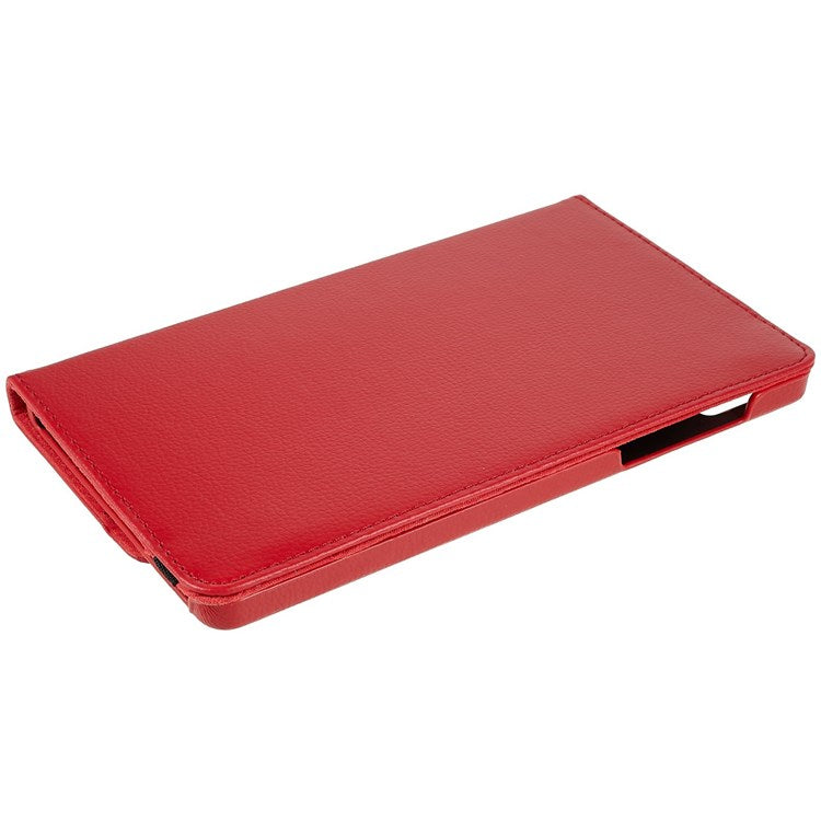 For Realme Pad Mini Wear-resistant Solid Color Leather Tablet Case 360-degree Rotating Protective Cover with Stand Support Horizontal/Vertical View - Red
