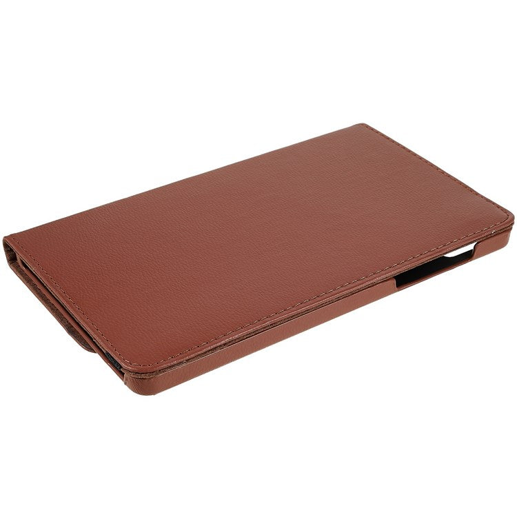 For Realme Pad Mini Wear-resistant Solid Color Leather Tablet Case 360-degree Rotating Protective Cover with Stand Support Horizontal/Vertical View - Brown