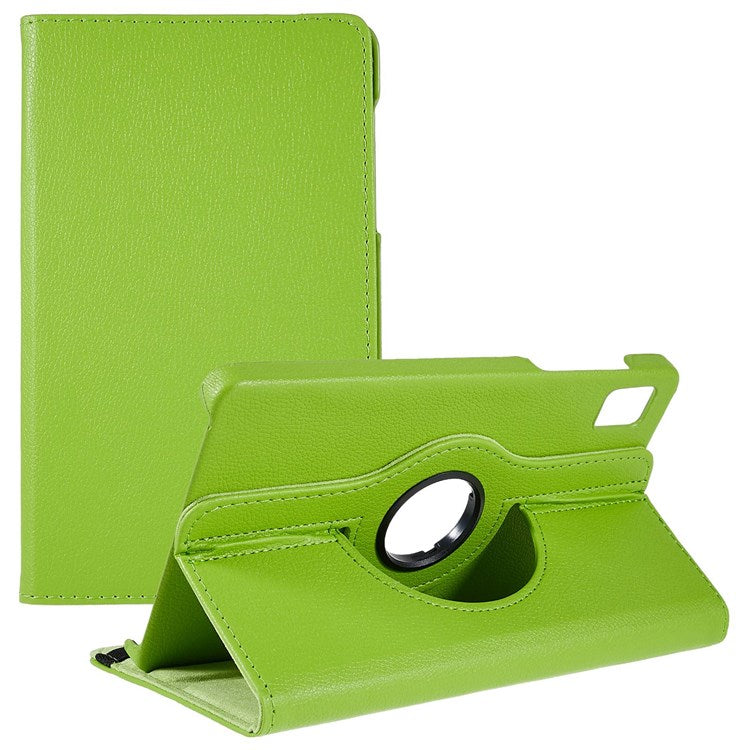 For Realme Pad Mini Wear-resistant Solid Color Leather Tablet Case 360-degree Rotating Protective Cover with Stand Support Horizontal/Vertical View - Green