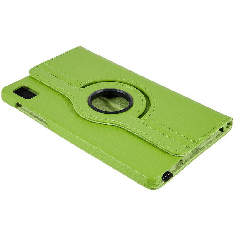 For Realme Pad Mini Wear-resistant Solid Color Leather Tablet Case 360-degree Rotating Protective Cover with Stand Support Horizontal/Vertical View - Green