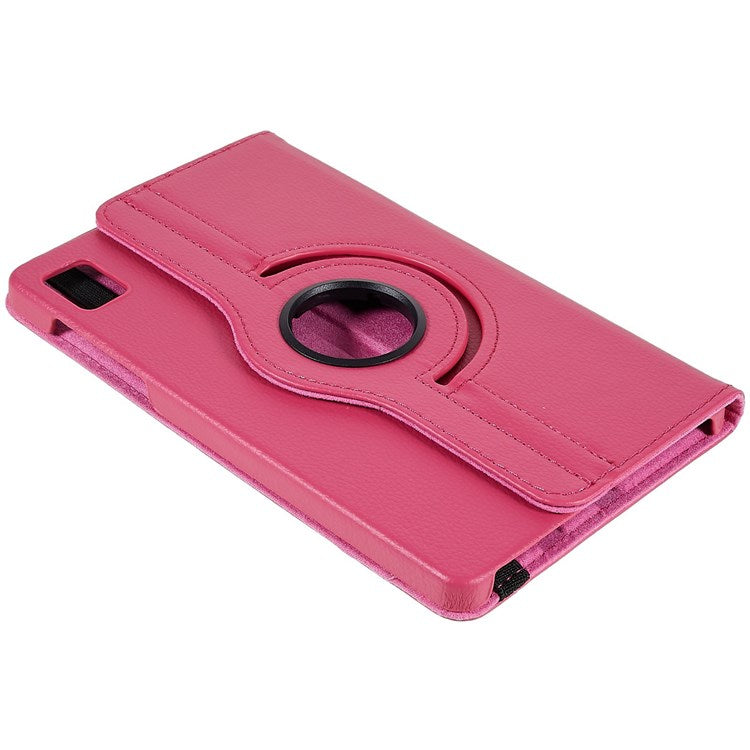 For Realme Pad Mini Wear-resistant Solid Color Leather Tablet Case 360-degree Rotating Protective Cover with Stand Support Horizontal/Vertical View - Rose